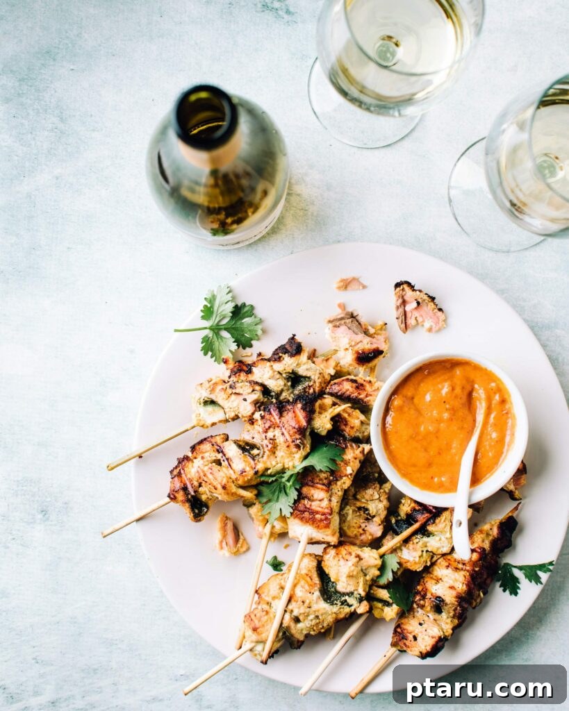 4th of July Appetizer Ideas for Patriotic Gatherings 15 Grilled coconut salmon skewers with peanut sauce.