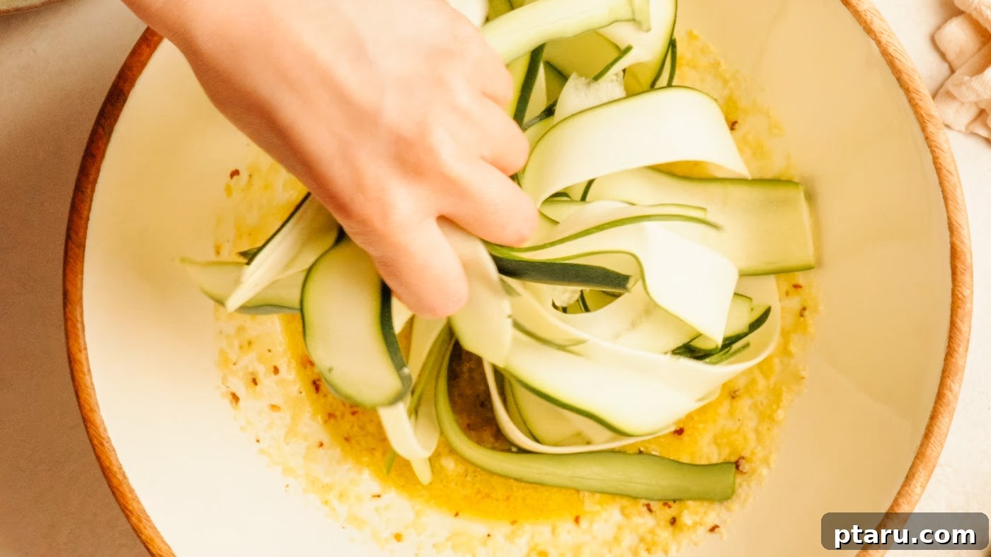Zucchini Ribbon Salad with Lemon-Parmesan Vinaigrette 8 Tossing zucchini ribbons with dressing and fresh herbs.