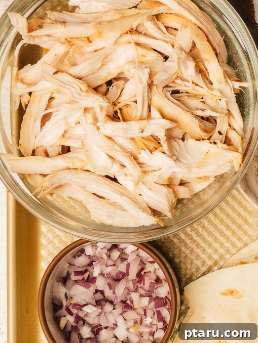 Smoky BBQ Chicken Flatbread with Caramelized Onions 5 Ingredients laid out—mise en place.
