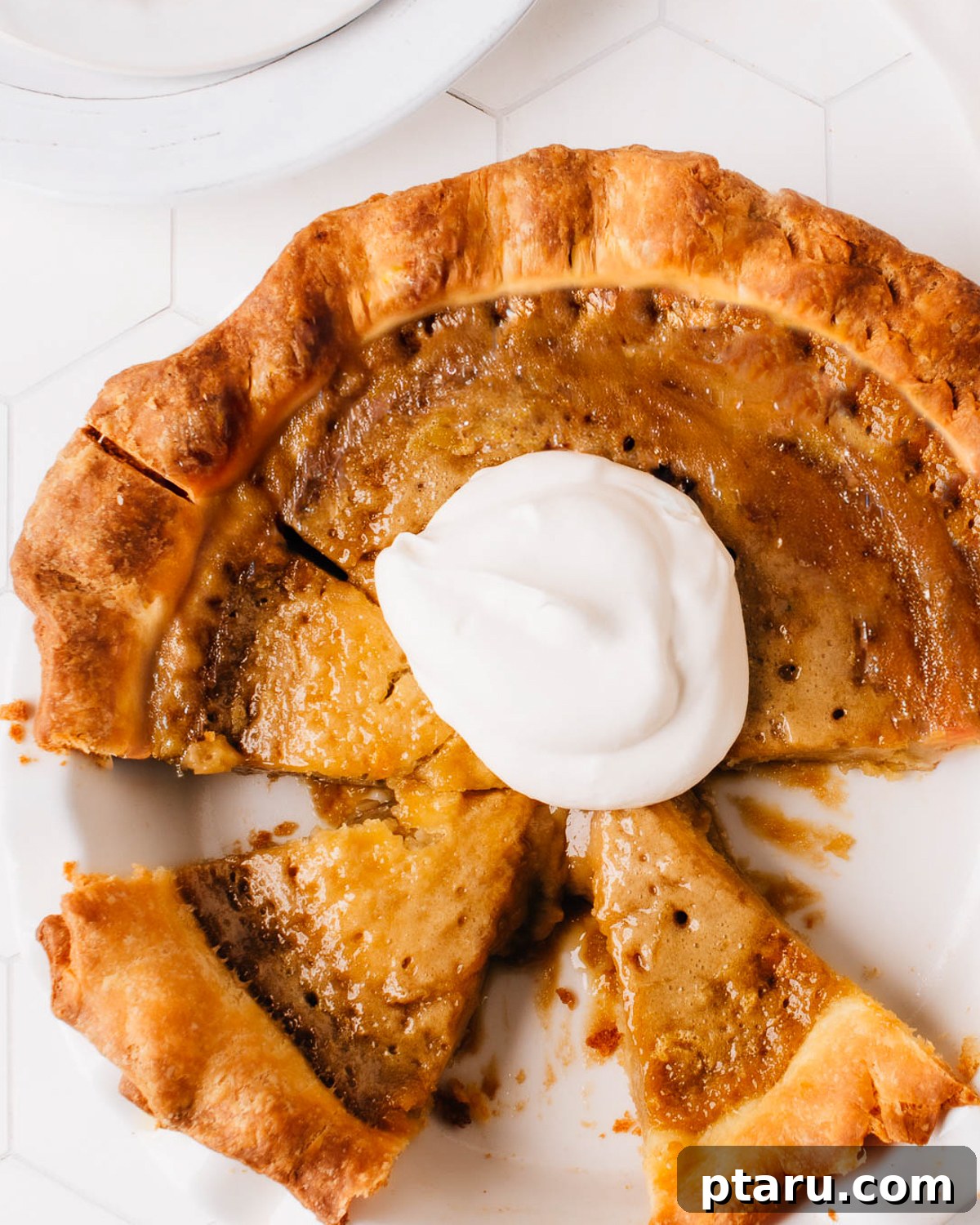 48 Pie Recipes: Fruit, Cream, Savory Pies and Tarts 8 A slice of tarte au sucre, a Belgian brown sugar pie.