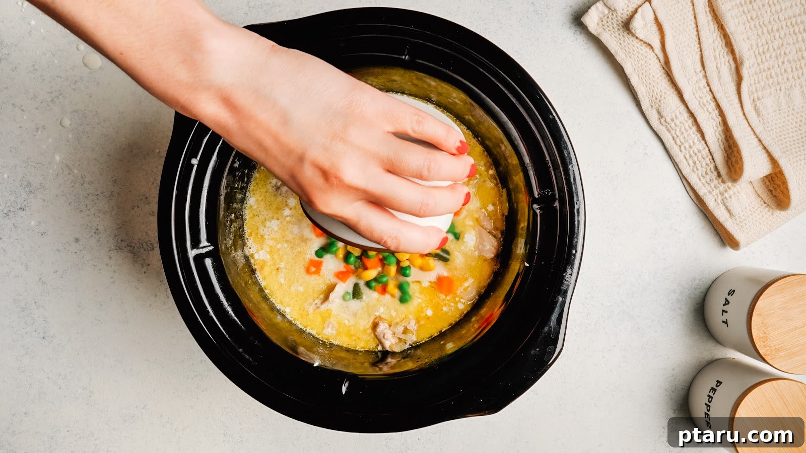 Slow Cooker Chicken Pot Pie with Drop Biscuits 9 Crock Pot Chicken Pot Pie recipe steps.