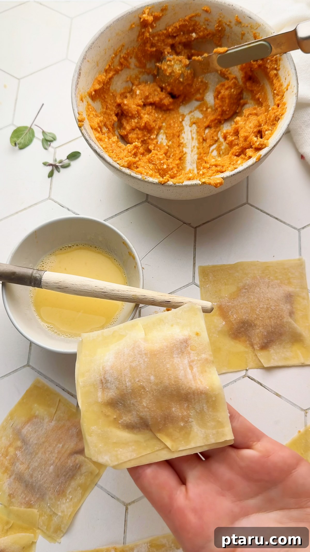Homemade Pumpkin Ravioli Made with Wonton Wrappers 7 Pumpkin Ravioli recipe steps.